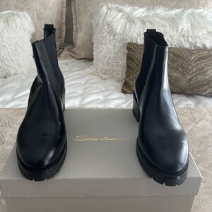 Boots by Santoni black with lug sole.  Chelsea boot